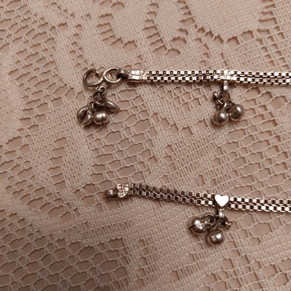 Pair of pure silver anklets from India - Picture 3 of 6